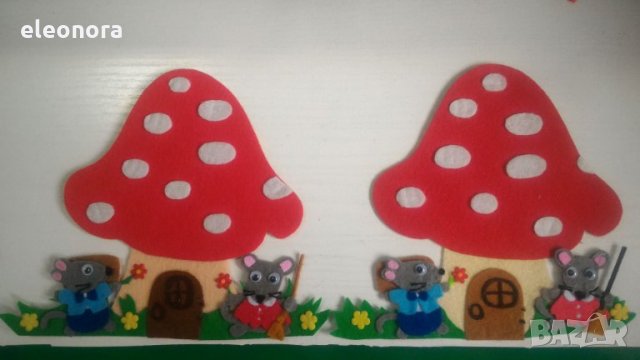 Ръчно изработени гъбки с мишчици от филц, снимка 3 - Други - 27867269