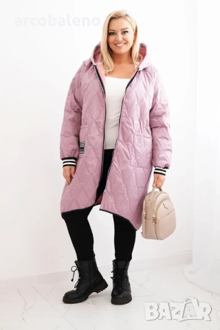 Дамско ватирано яке Plus Size с качулка и спортни маншети, 9цвята , снимка 3 - Якета - 51447954