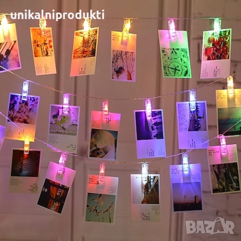 коледни лампички LED щипки 5м 28бр. за празнични послания , снимка 3 - Лед осветление - 52262101