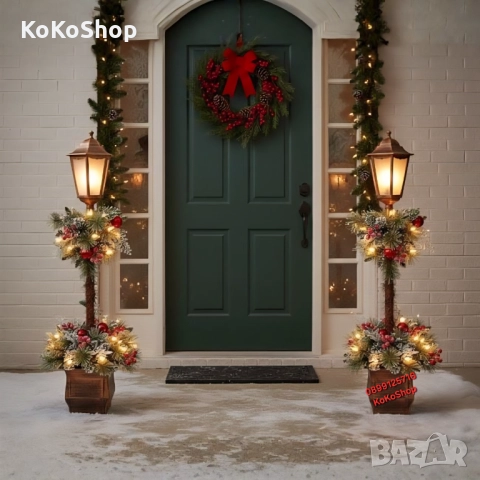 Коледен фенер-122 см./коледен фенер с украса и LED светлини