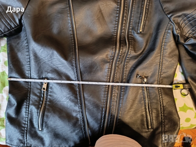 черно дамско кожено яке 42 N, снимка 10 - Якета - 52500725
