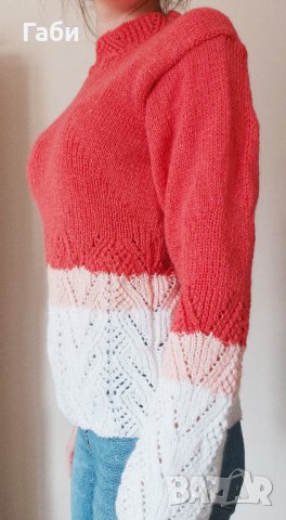 Ръчно плетена блуза в три цвята, снимка 3 - Блузи с дълъг ръкав и пуловери - 22696937