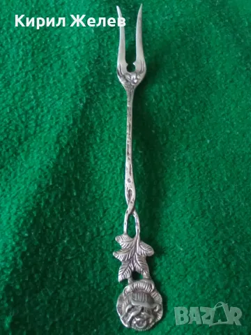 СТАРА НЕМСКА ФЛОРАЛНА КОЛЕКЦИОНЕРСКА ДЕСЕРТНА СРЕБЪРНА ВИЛИЧКА СРЕБРО 800 ПРОБА 42990, снимка 16 - Колекции - 44372872