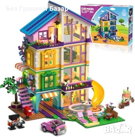 Нова играчка Цветна къща с 4 етажа, басейн и аксесоари подарък за деца , снимка 1