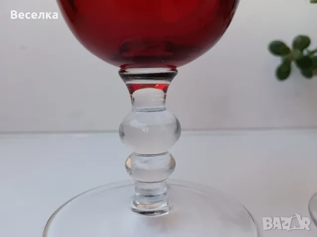 2 бр червени чаши, ръчна изработка, духано стъкло , снимка 5 - Антикварни и старинни предмети - 49890439