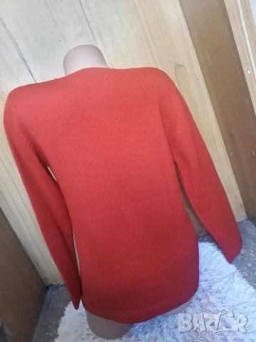 Червена дебела блуза плетиво С/М, снимка 3 - Блузи с дълъг ръкав и пуловери - 34626434