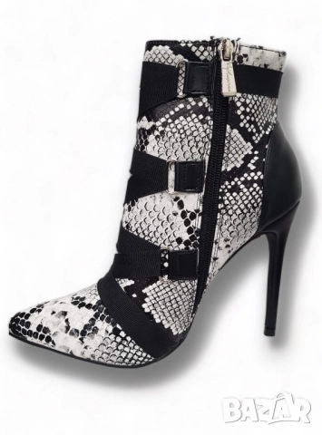 Дамски елегантни боти със змийски принт , снимка 3 - Дамски боти - 51848886