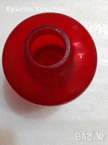 Афторска ваза от червено стъкло, снимка 4 - Вази - 43145038