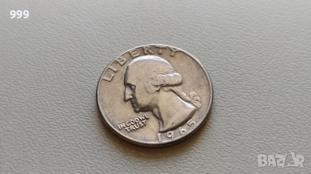 1/4 долар (25 цента) 1965 САЩ, снимка 1 - Нумизматика и бонистика - 43506099