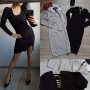 Нова колекция рокля в сив и чер цвят от фино плетиво с връзки на намаление