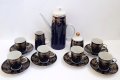 1970 г. LICHTE – Кобалт и злато НЕМСКИ порцелан сервиз за кафе чаши чинии 