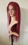 Естествена дантелена перука 80 см - 200% плътност, 13x6 Lace, бургунди тъмно червена права коса, снимка 2