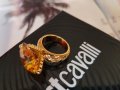 Just Cavalli-оригинален нов,18к.позлатен пръстен със естествен цитрин, снимка 12