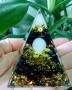 Оргонитна пирамида с Камък на късмета, Обсидиан камък, снимка 1