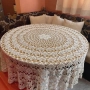 Ретро ръчно плетена кухненска покривка, кръгла,160 см екрю, ретро, ​​ръчна изработка една кука , снимка 1