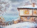 Зимен морски пейзаж - Снежна картина, снимка 1 - Картини - 43776680