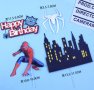 сет Спайдърмен Happy Birthday надпис паяжина сгради паяк картонени топери украса декор торта, снимка 2