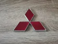 червено лого със сребрист кант Mitsubishi 6 см, снимка 1