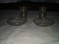 винтидж комплект от две чаши и чинийки кристално стъкло златен ръб, снимка 4