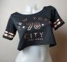 L/XL къса блузка/кроп топ с надпис NY City, снимка 1 - Корсети, бюстиета, топове - 43266825