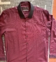 Мъжка риза Бордо с черна яка, slim fit, снимка 2