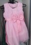 Светло розова бебешка детска официална празнична обемна рокля с пандела кръщене, снимка 3