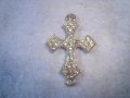 ПОСРЕБРЕНО КРАСИВО АРТ КРЪСТЧЕ ИНКРУСТИРАНО с ИСКРЯЩИ КРИСТАЛИ 20782, снимка 4