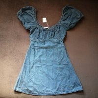 Нова дамска къса дънкова рокля с буфан ръкави р-р L, снимка 4 - Рокли - 43697660