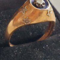 Златен 18к пръстен с Брилянт 0.15 карата, снимка 2 - Пръстени - 43030710