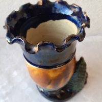 Голяма стара красива керамична ваза бонбониера със сърна, снимка 7 - Статуетки - 34871280