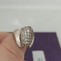 Красив сребърен пръстен обсипан с камъни Буква АБ, снимка 4 - Пръстени - 43943940