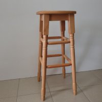 Бар стол с дървена седалка, цвят натурален / 7-008, снимка 2 - Столове - 43892382
