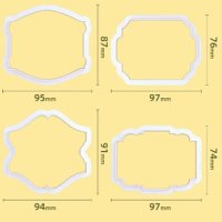 4 бр табелки табели рамка рамки форми пластмасови резци сладки фондан тагове форма табела резец, снимка 1 - Форми - 43900953