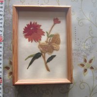 Стара картина Цветя и Пеперуда , снимка 1 - Картини - 27188225