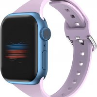 Нова силиконова лилава Каишка за часовник Apple Watch 42 / 44 / 45 мм, снимка 1 - Каишки за часовници - 38548694