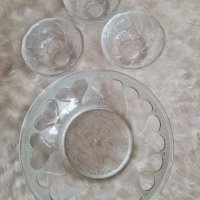 Фруктиера стъклена прозрачна с три купички и стъклена купичка от дебело стъкло , снимка 1 - Аксесоари за кухня - 32298656
