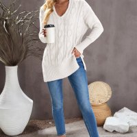 Дамски памучен пуловер в бяло, снимка 2 - Блузи с дълъг ръкав и пуловери - 43152461