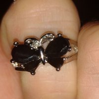 Ексклузивен пръстен-пеперуда с черен сапфир, снимка 5 - Пръстени - 39815754