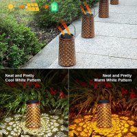 Moman Соларен метален фенер с декоративна светлина за градина или балкон - 2 бр., снимка 4 - Соларни лампи - 43583358