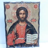 Голяма икона на Господ Вседържател Исус Христос - ръчна изработка, снимка 6 - Икони - 37640324