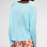 Светлосиня блуза от много фино тъничко плетиво , снимка 6 - Блузи с дълъг ръкав и пуловери - 43812522