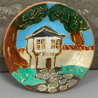 Рисувана чиния стара къща, снимка 1 - Декорация за дома - 43965594