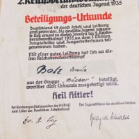 Грамота документ оригинални подписи Германия военен 1935 г., снимка 6 - Антикварни и старинни предмети - 43317116