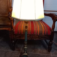 Настолна лампа с бронзов обков и плафон от кожа, снимка 10 - Антикварни и старинни предмети - 43667213