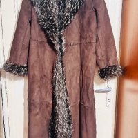 Дамско дълго кафяво палто, снимка 1 - Палта, манта - 43157117