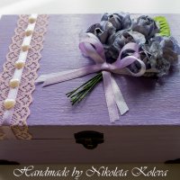 Стилна кутия за бижута с лилави цветя, снимка 2 - Други - 26749481