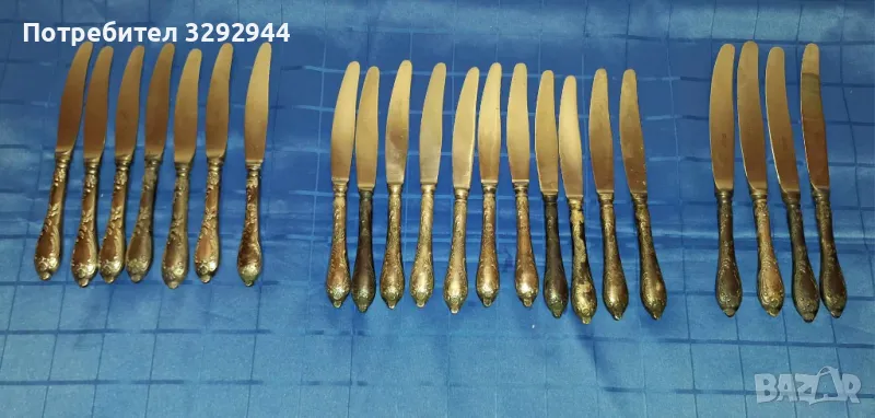 Посребрени руски прибори-ножове, снимка 1