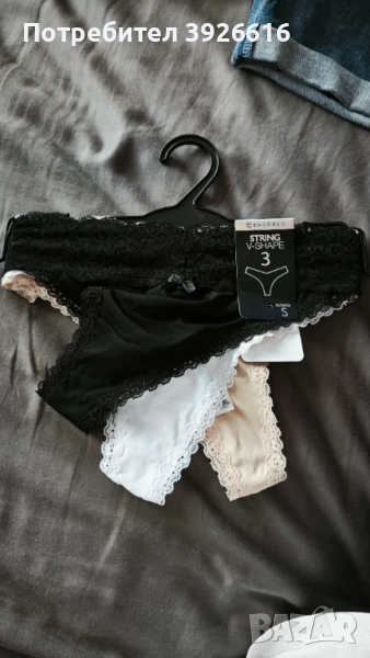 Женски дантелени прашки Censored string v-shape  3 бр., снимка 1