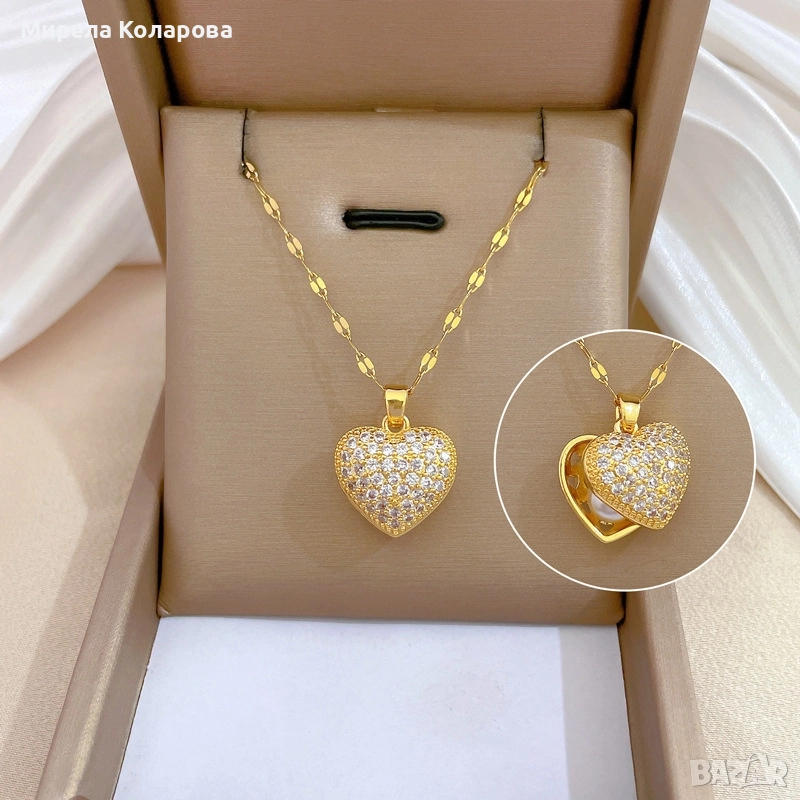 Отварящо се колие сърце с перла ❤️✨, снимка 1