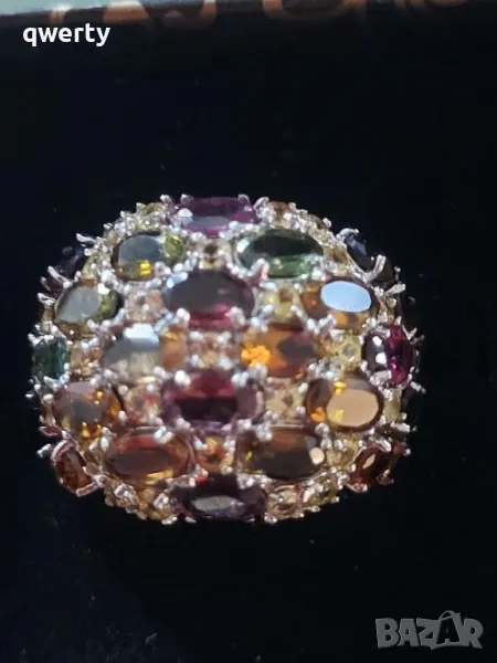 нов сребърен пръстен с турмалини, снимка 1